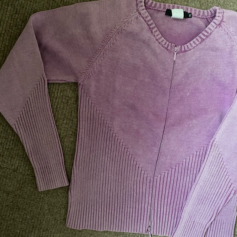 Cotton zippered cardigan sweater